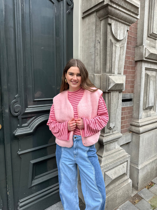 Jill teddy gilet roze