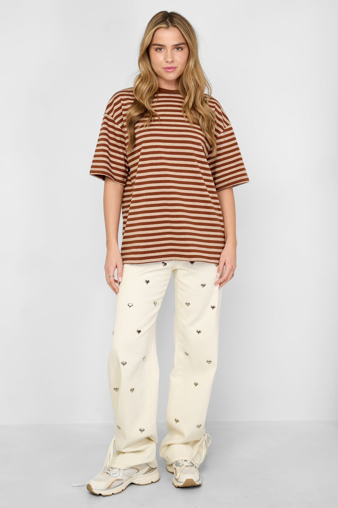 Loes t-shirt met strepen bruin