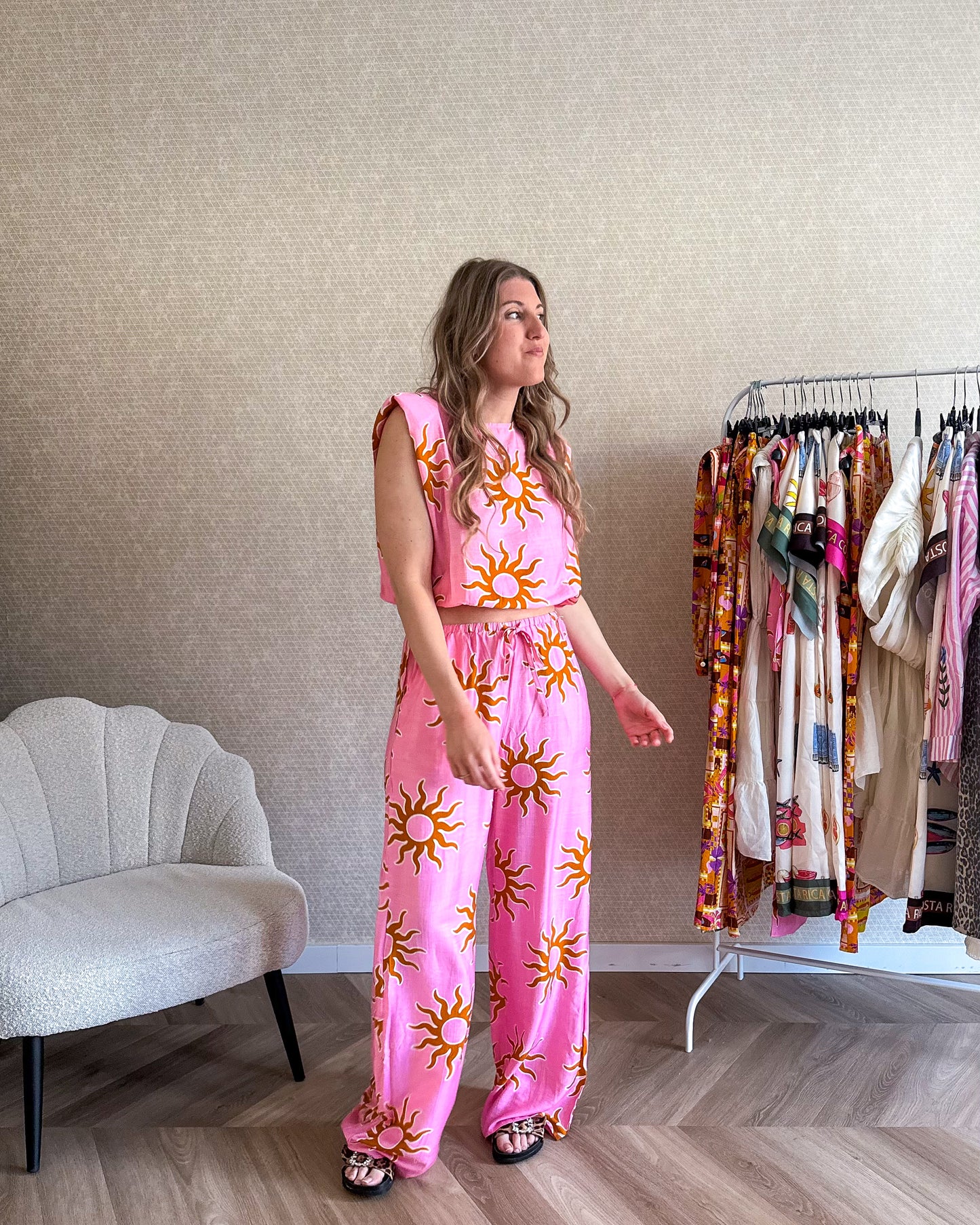 Wavy sun top roze