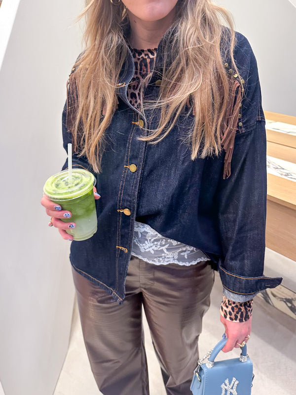 Poppy denim fringe blouse
