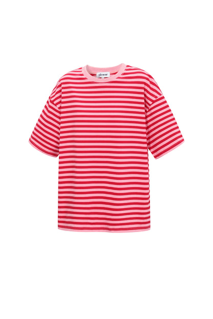 Loes t-shirt met strepen roze rood
