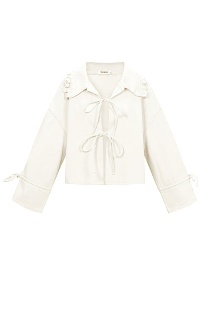 Kiana top met strikjes wit