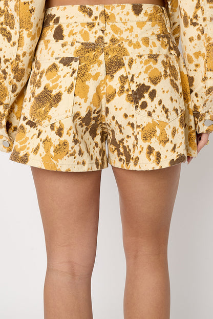 Rachel denim shorts print beige
