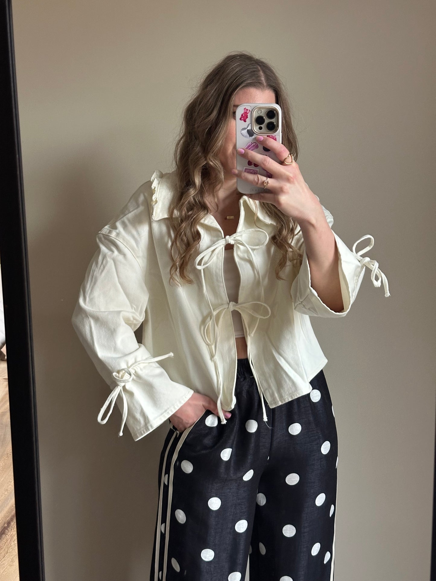 Kiana top met strikjes wit