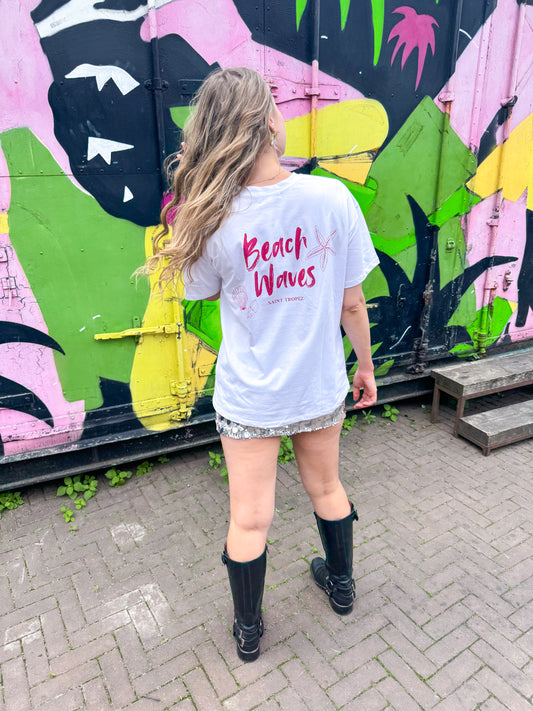 Beach waves t-shirt roze