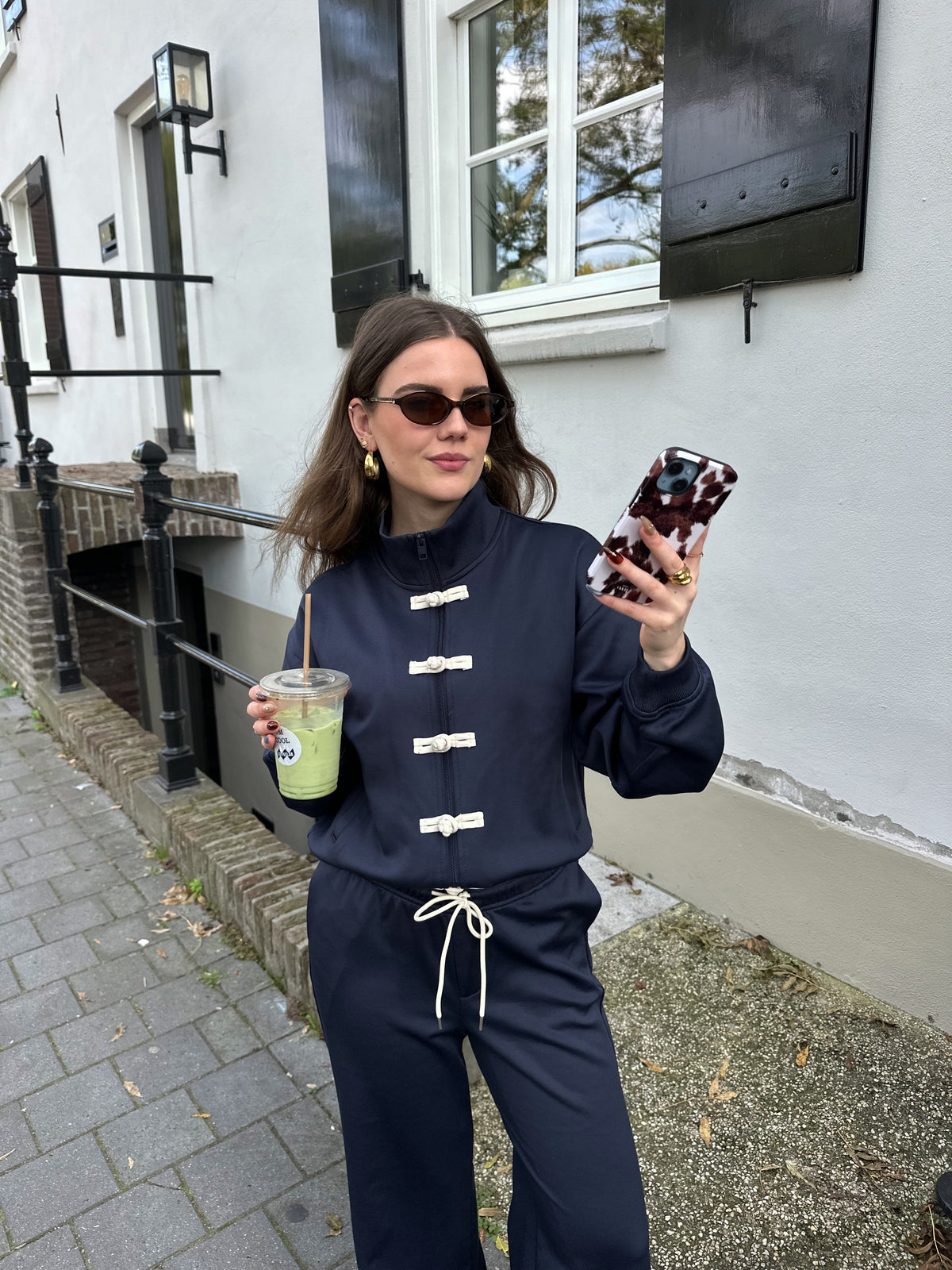 Leona Esme mandarin button jacket navy