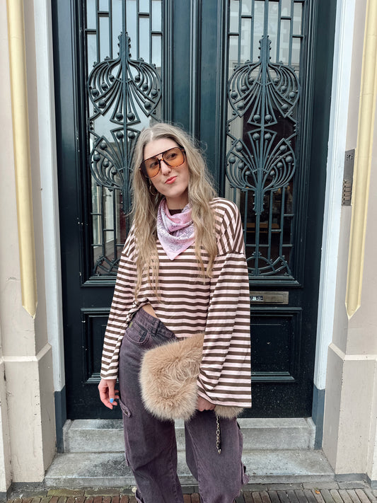 Romy gestreepte longsleeve roze