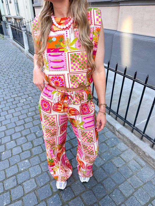 Mediterranean sun broek roze
