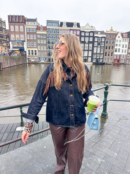 Poppy denim fringe blouse