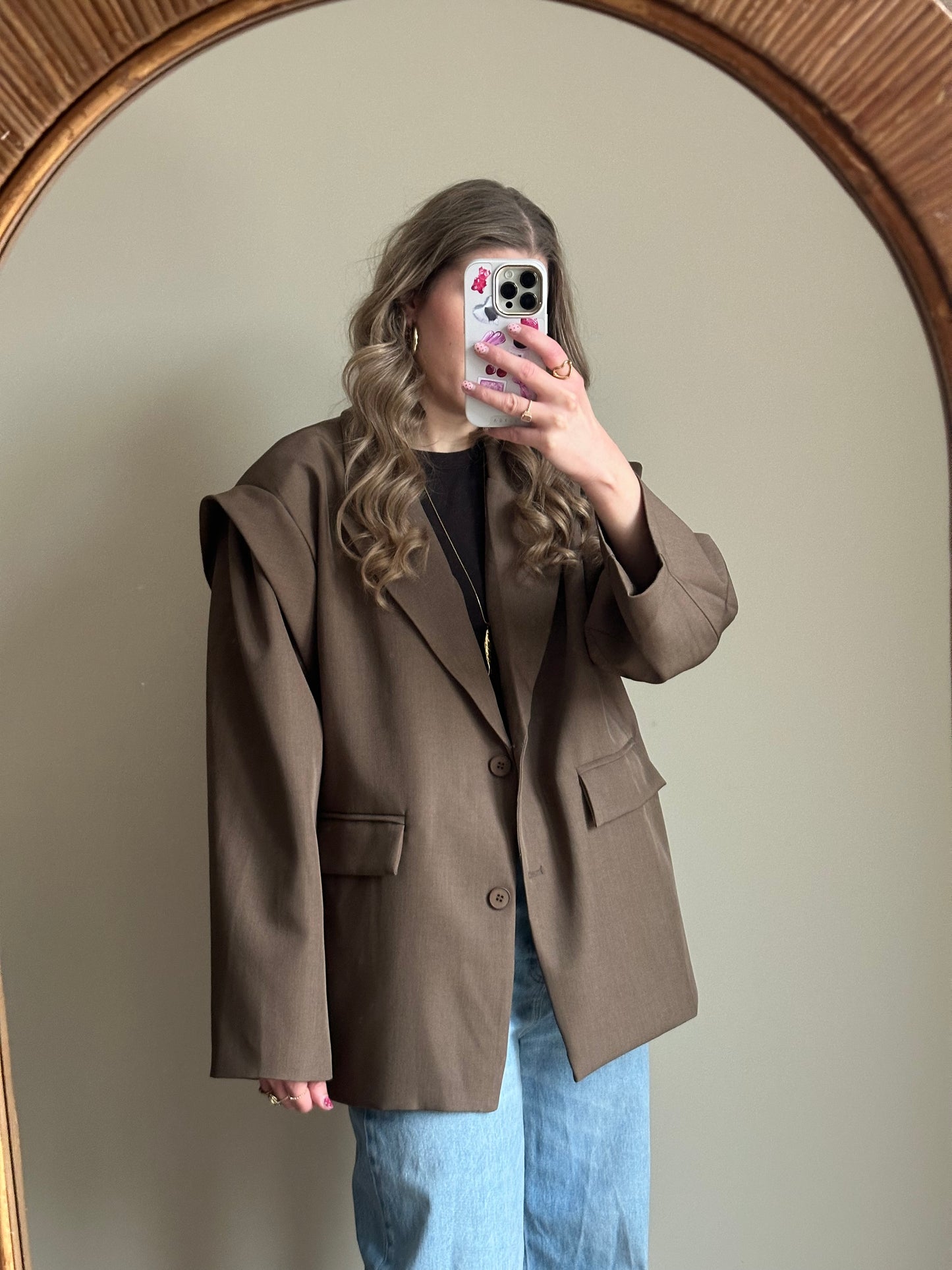 Isabella blazer met ceintuur bruin