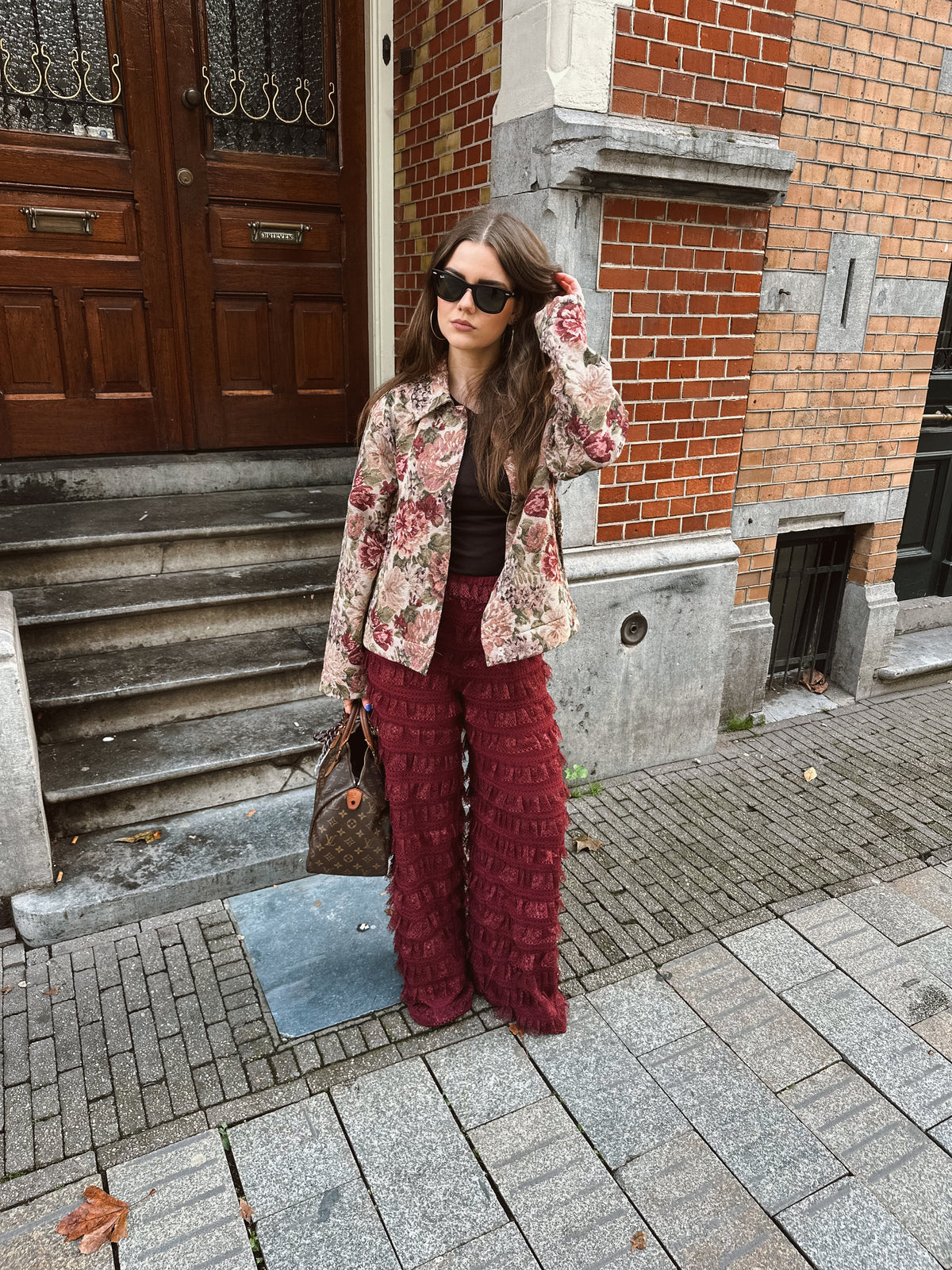 Harper & Yve LO ruffle pants bordeaux