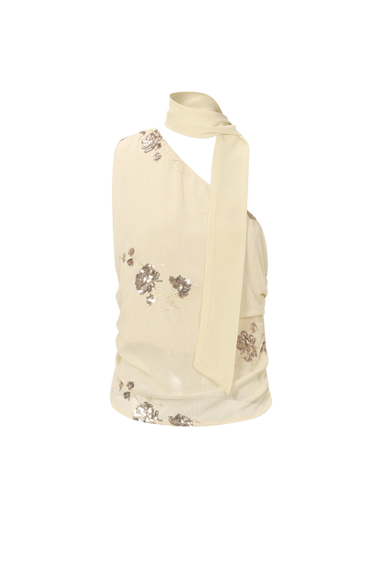 Lynn sleeveless scarf top off-white