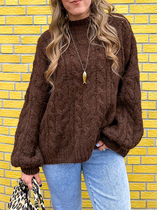 Nova cable knit bruin