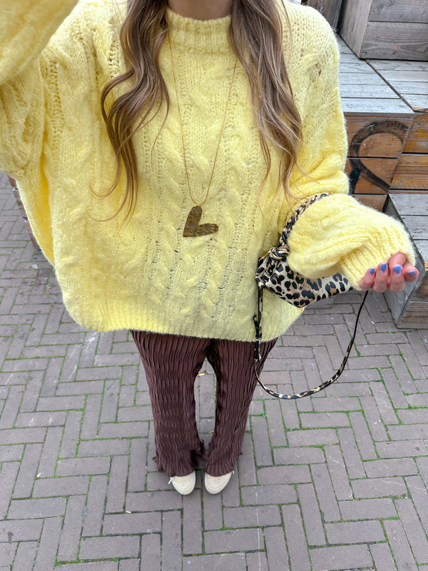 Nova cable knit geel