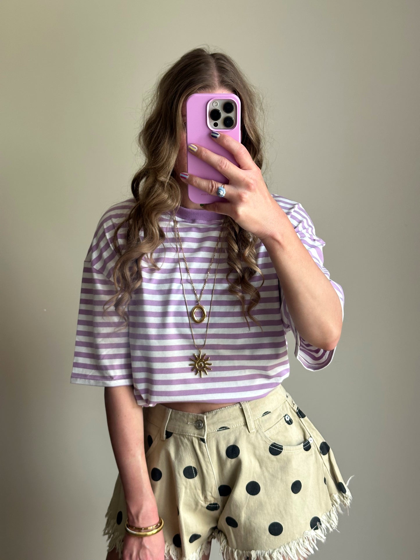 Loes t-shirt met strepen lila