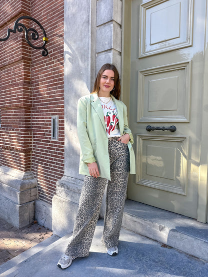 Leopard straight jeans