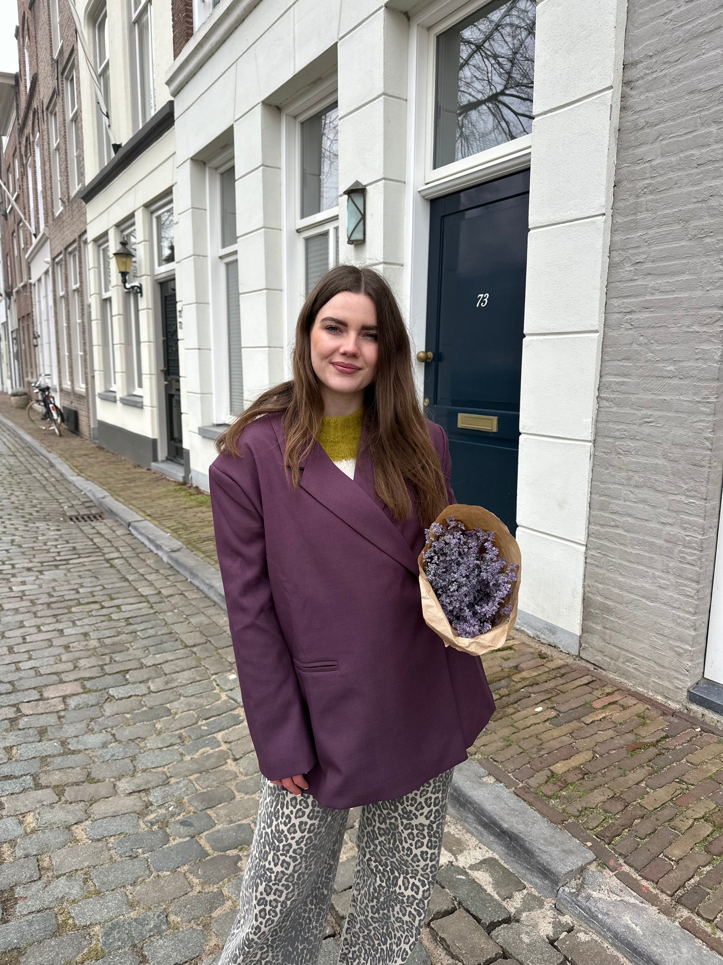 Boxy oversized blazer plum