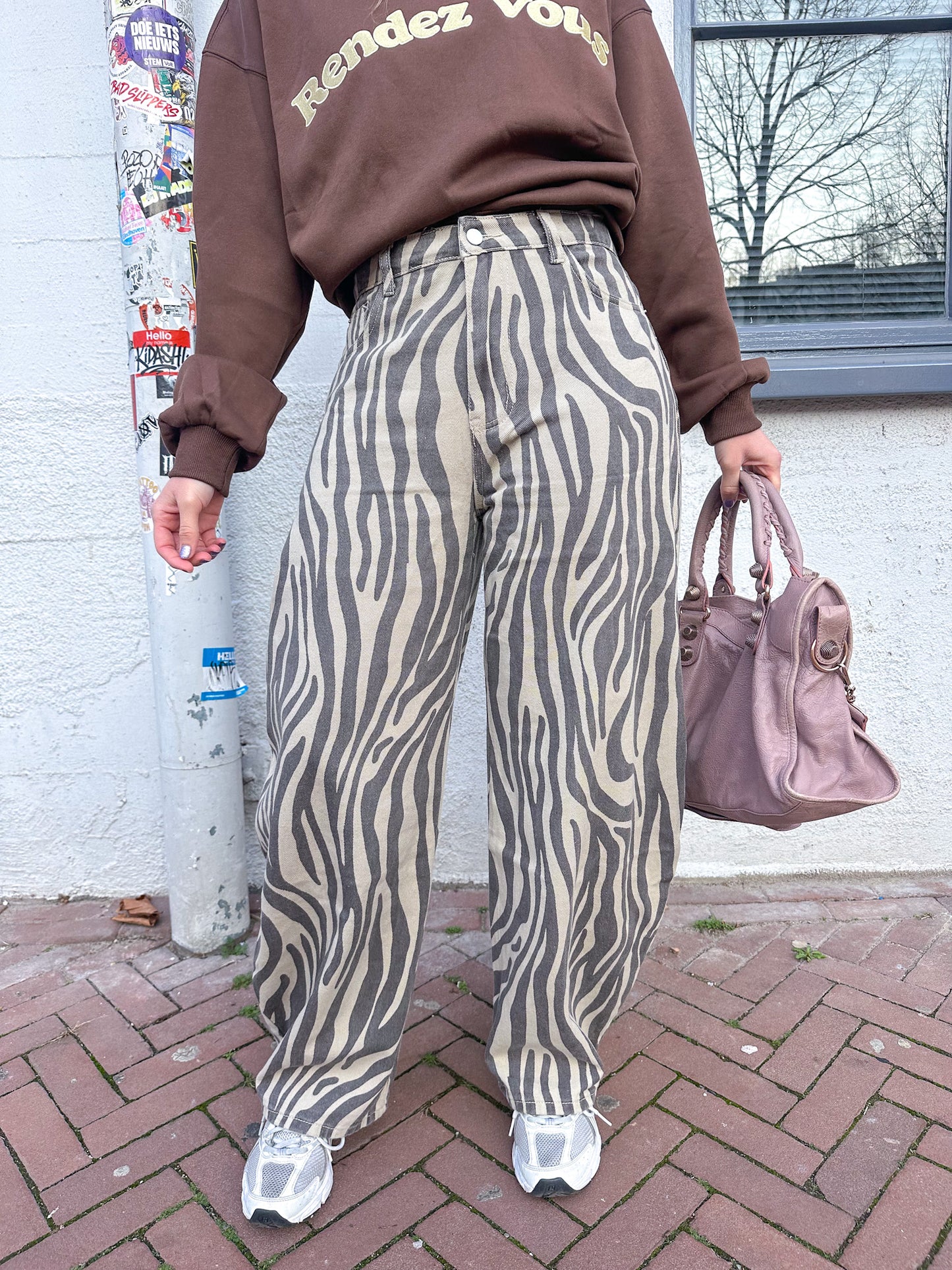 Barrel jeans met tijger print