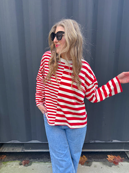 Amy gestreepte longsleeve red