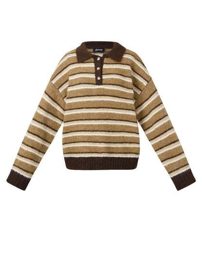 Maud polo trui stripes bruin