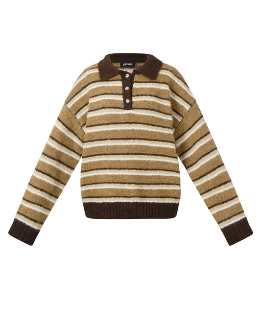Maud polo trui stripes bruin