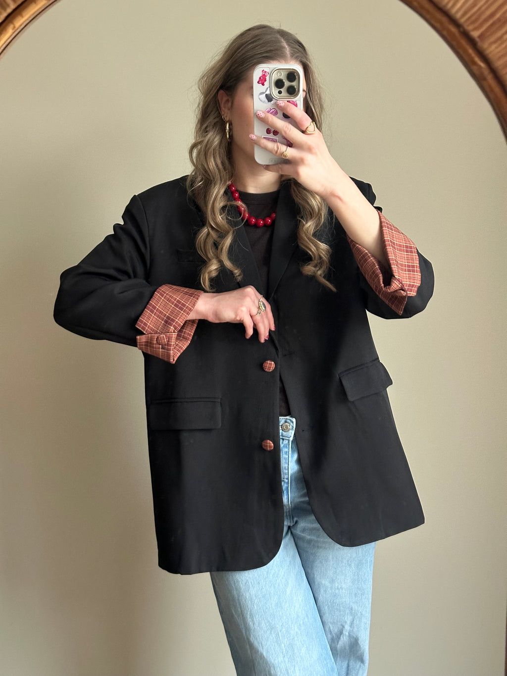 Zoey blazer zwart met ruit detail