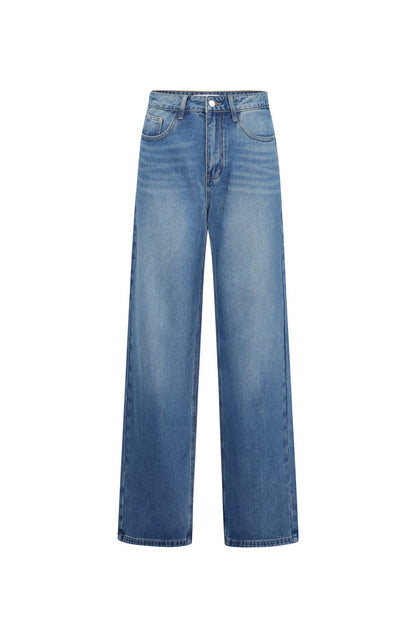 Amour straight leg jeans met hearts blauw