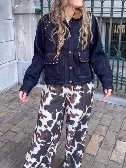 Noor denim studs jacket