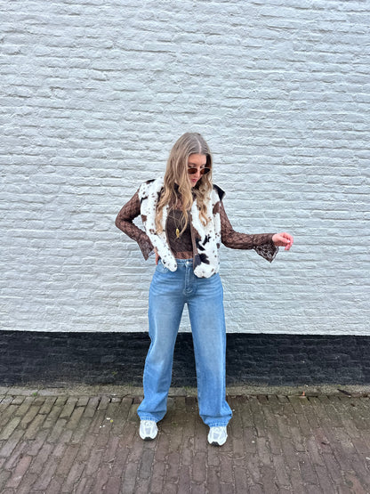 Jill teddy gilet cow print