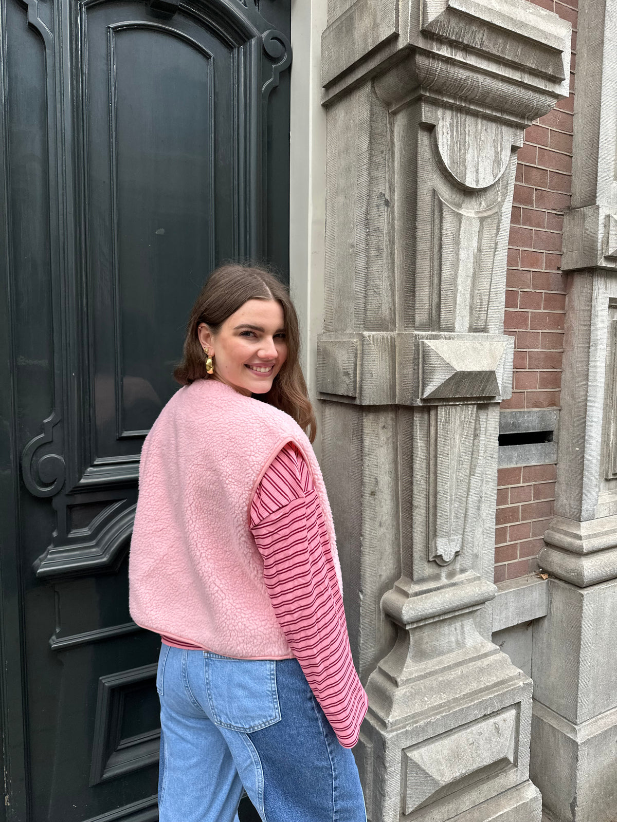 Jill teddy gilet roze