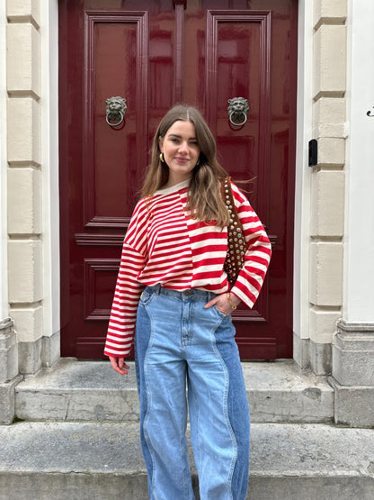 Amy gestreepte longsleeve red