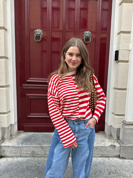 Amy gestreepte longsleeve red