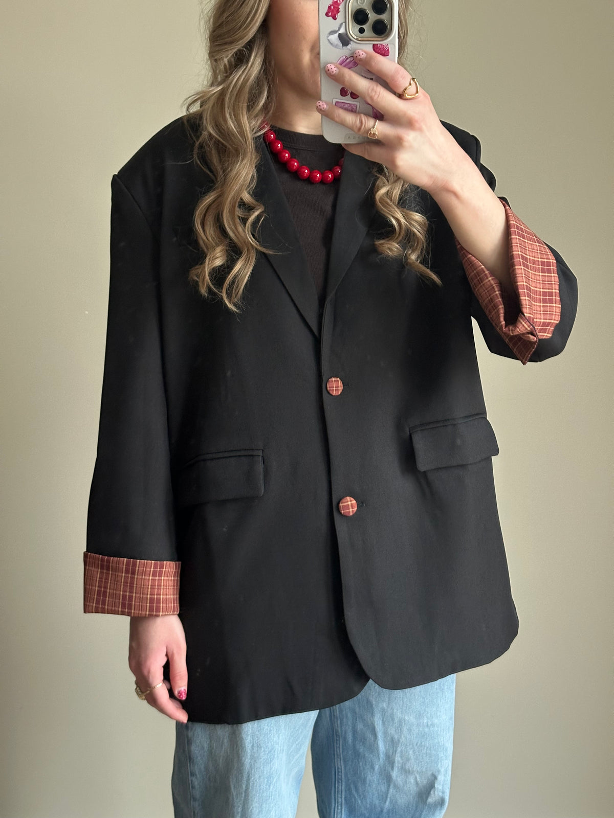 Zoey blazer zwart met ruit detail