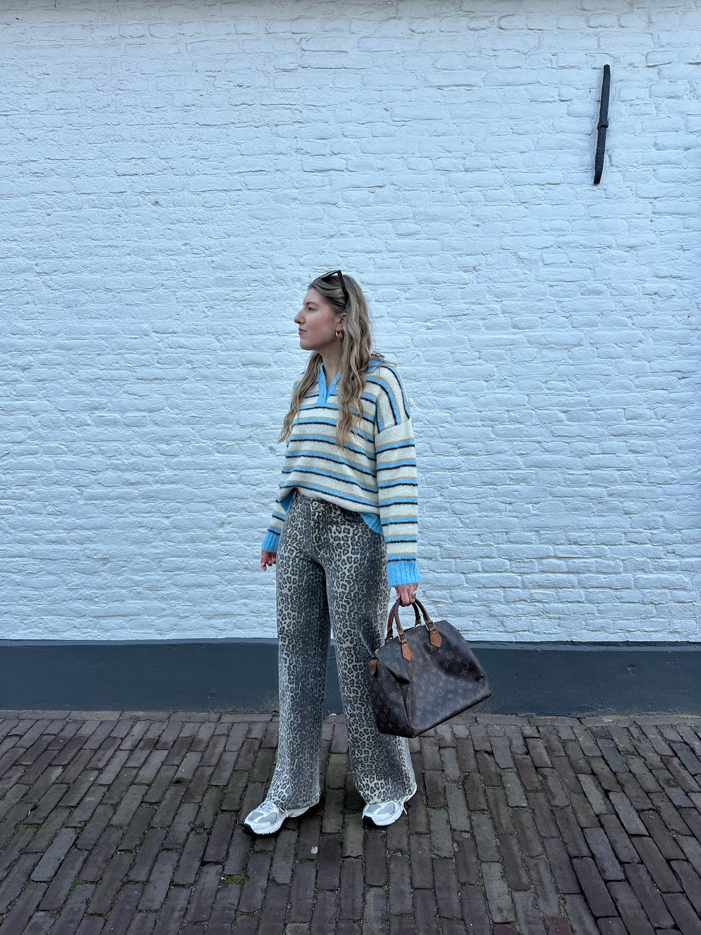 Maud polo trui stripes blauw