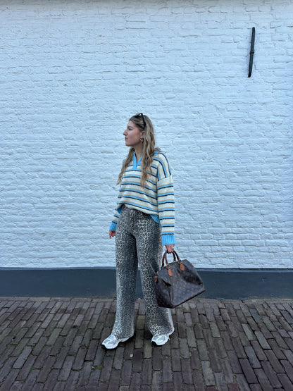 Maud polo trui stripes blauw