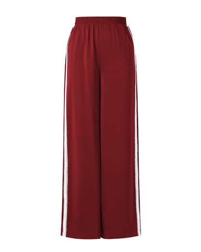 Justine donkerrode trackpants met witte strepen