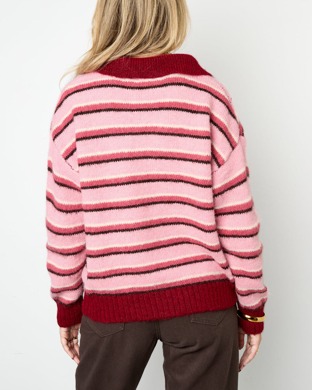 Maud polo trui stripes bruin