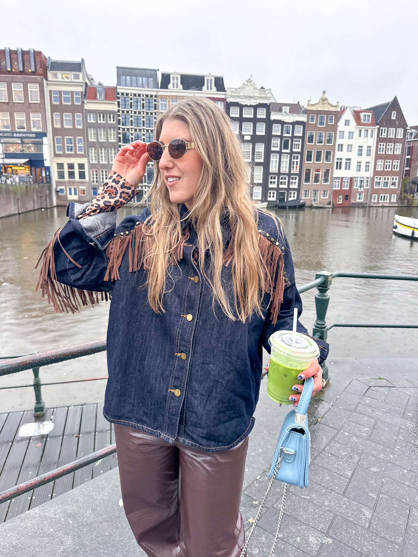 Poppy denim fringe blouse