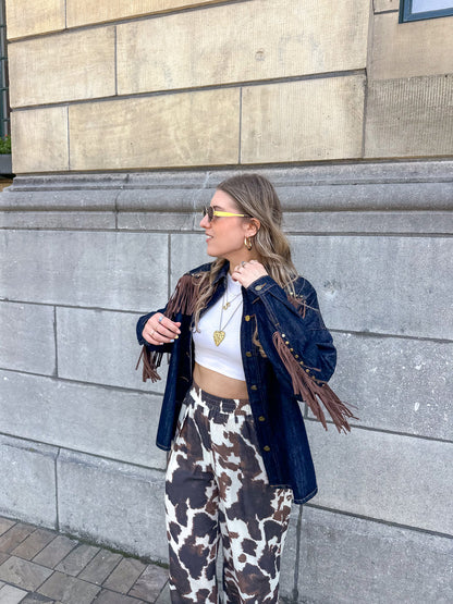 Poppy denim fringe jasje