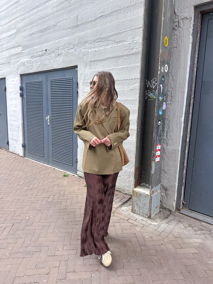Boxy oversized blazer checkered mustard