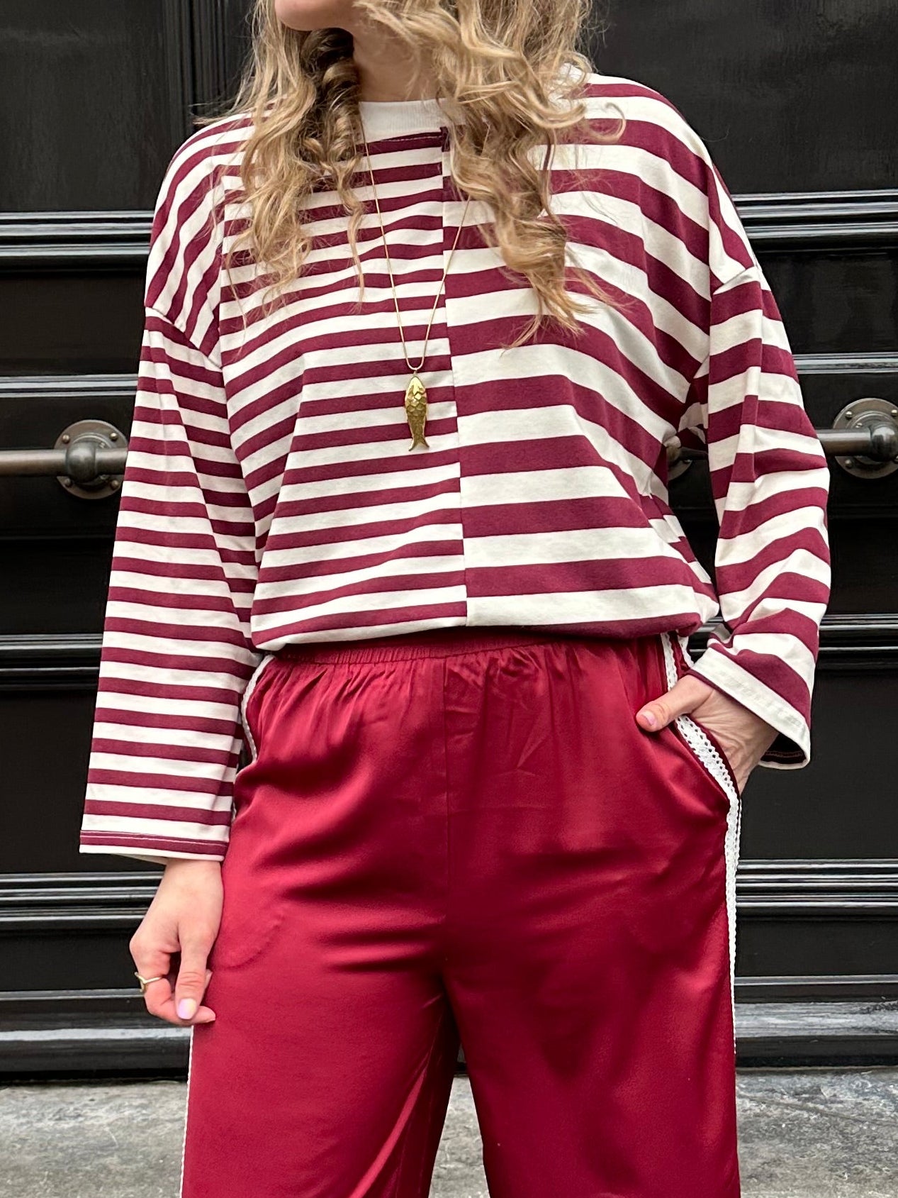 Amy striped longsleeve burgundy