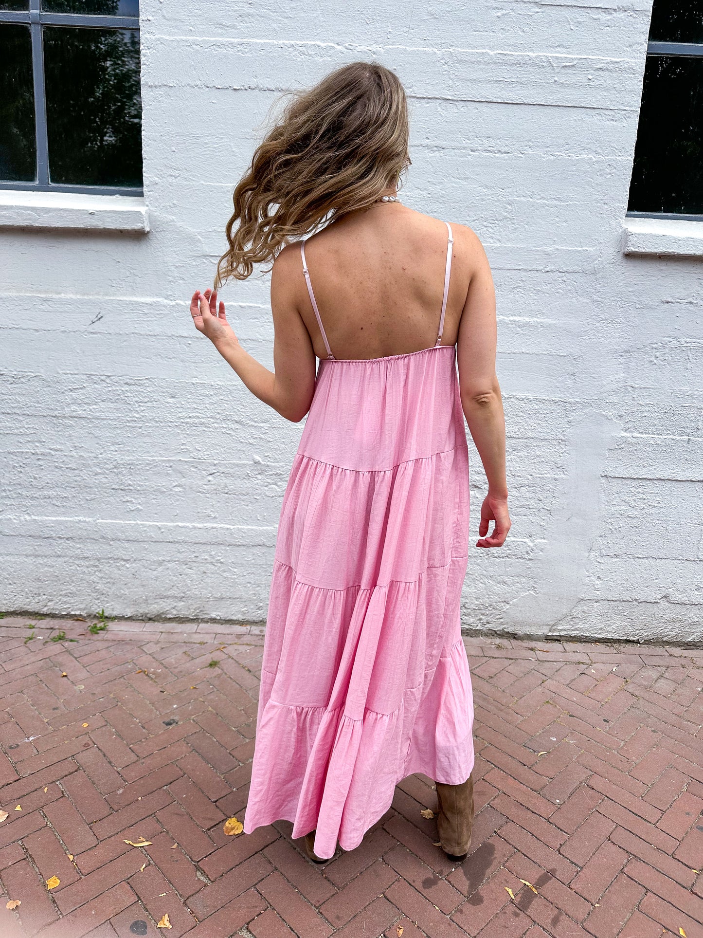 Boho jurk lang pink