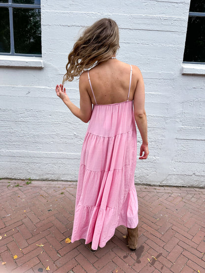 Boho jurk lang pink