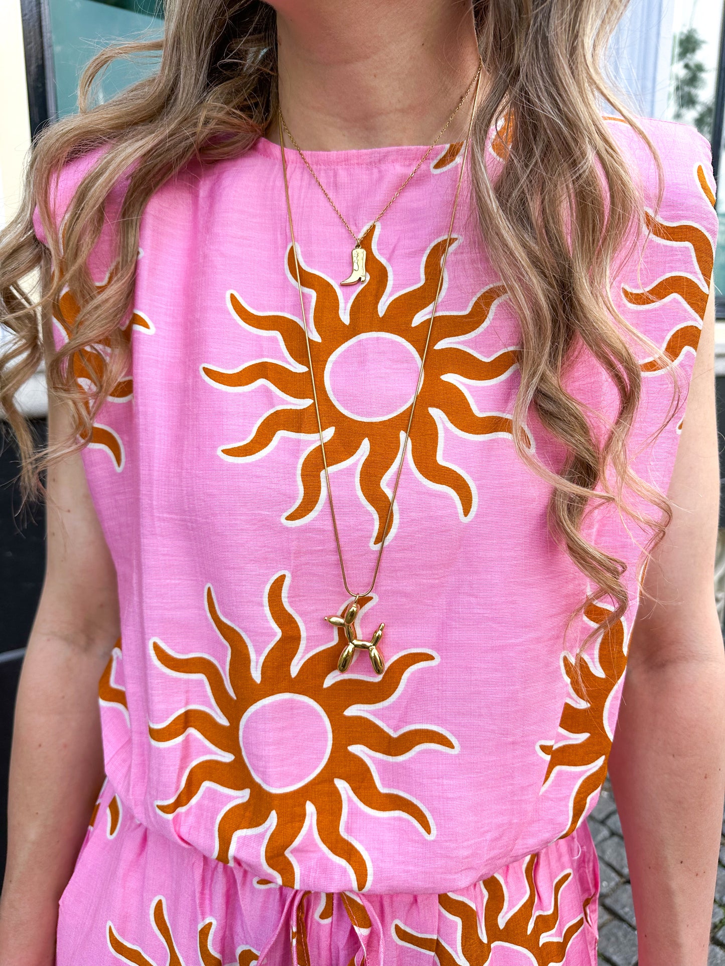 Wavy sun top roze
