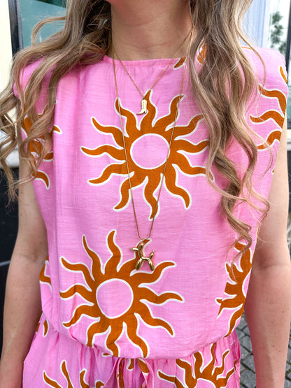 Wavy sun top roze