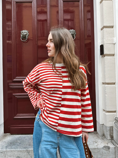 Amy gestreepte longsleeve red