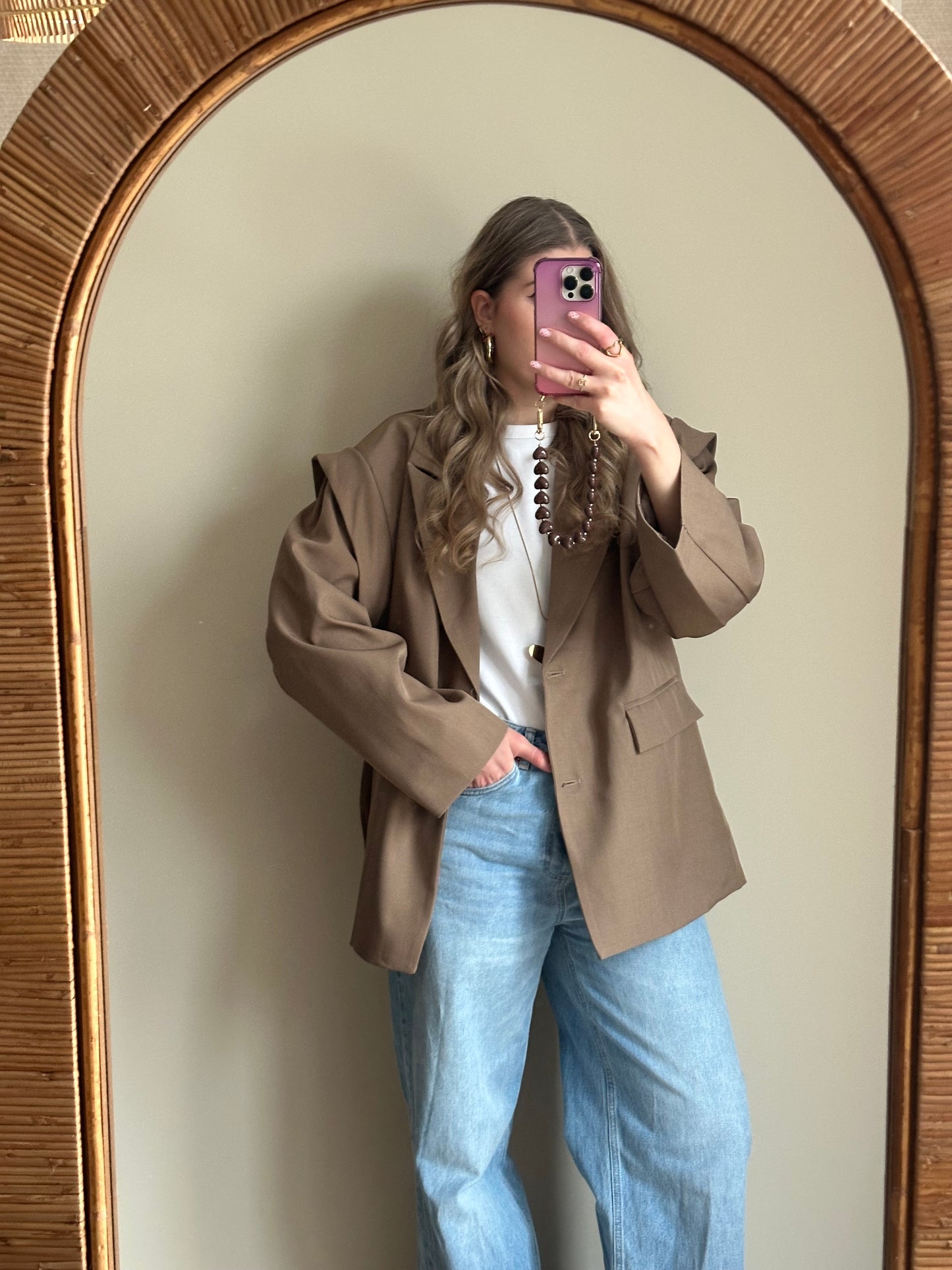 Isabella blazer met ceintuur beige