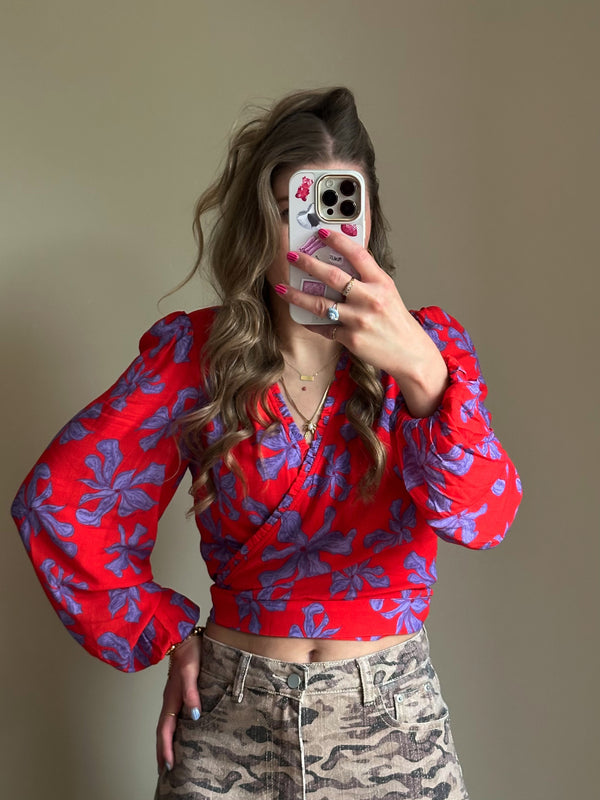 Harper & Yve Flora wikkel top rood