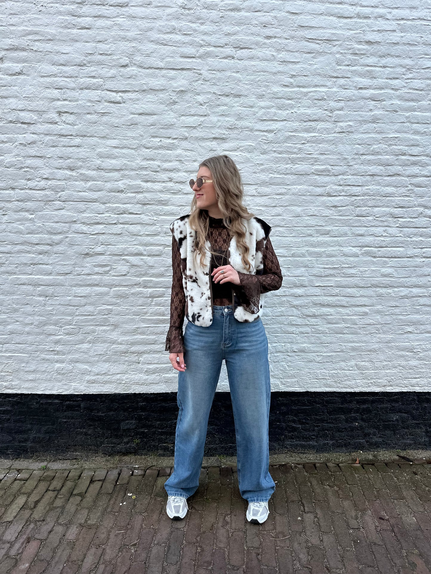 Jill teddy gilet cow print