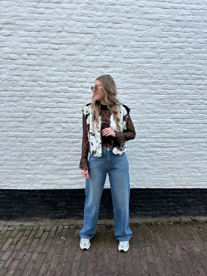 Jill teddy gilet cow print
